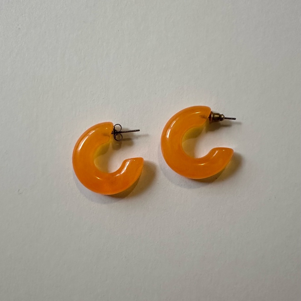 Vibrant Orange Crescent Earrings